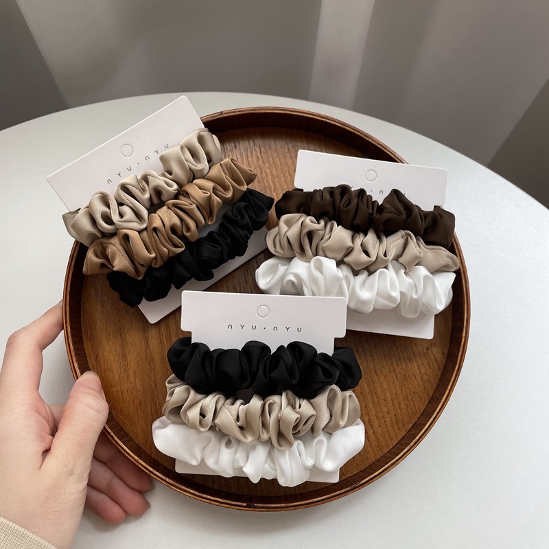 Scrunchie Satin Set - 3/4/6 sztuk/zestaw satynowe gumki damskie jednokolorowe