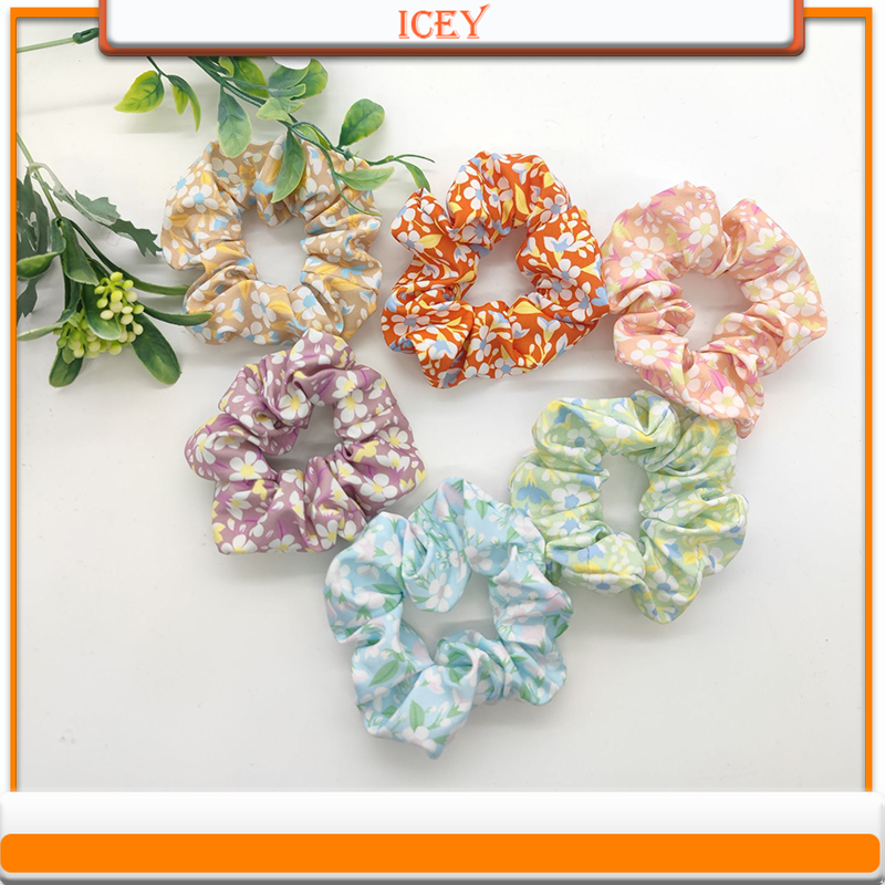 Scrunchie Satin Set - 1pc Floral Scrunchie Intestinal Ring Fabric