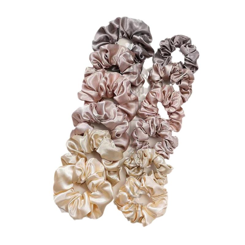 Scrunchie Satin Set - 12 szt. Miękkich, prostych gumek do