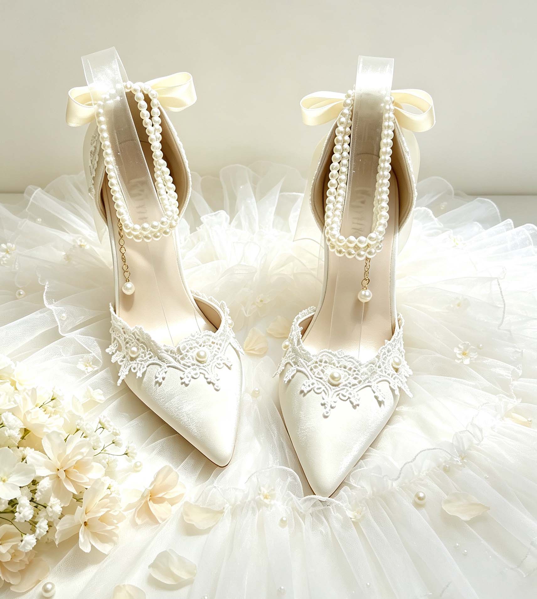 Women'S Y2K Accessories - Wysokie obcasy damskie, perłowe buty na