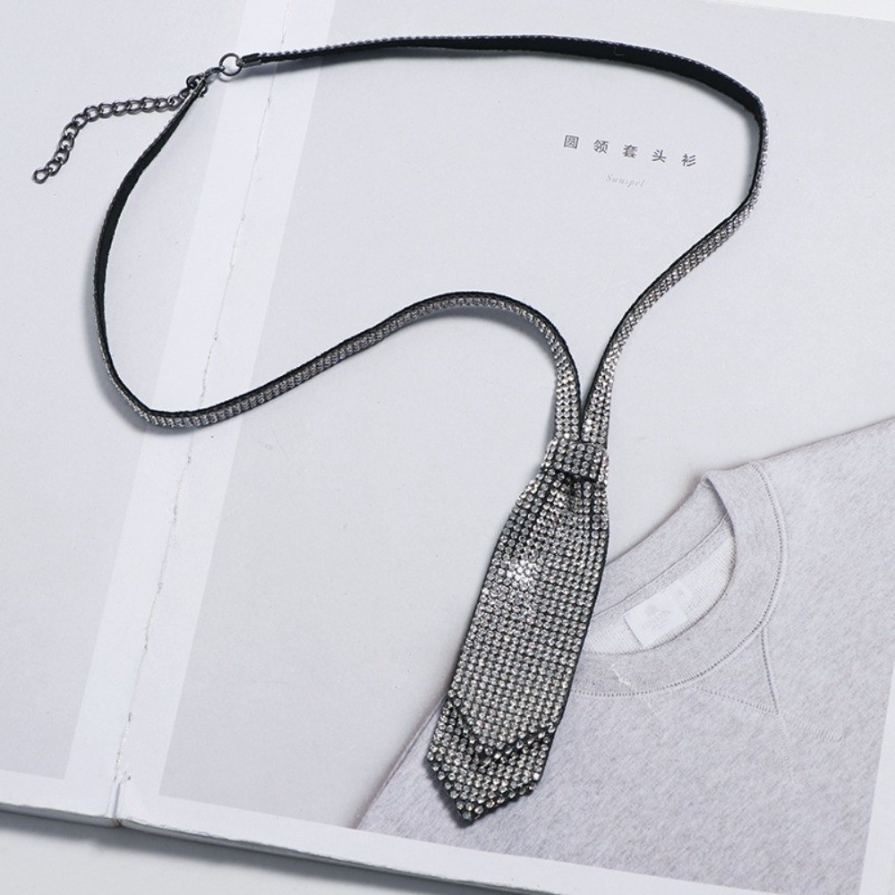 Women'S Accessories For Formal Wear - Błyszczący Regulowany Krawat z Cyrkoniami, Podwójna