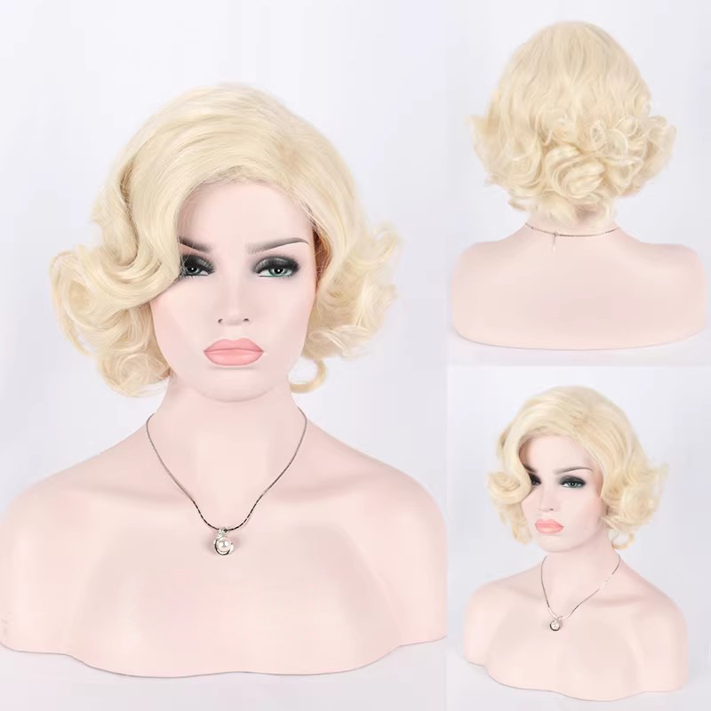 Women'S Accessories In The 1950S - Syntetyczna Krótka Kręcona Peruka Blond Mieszana