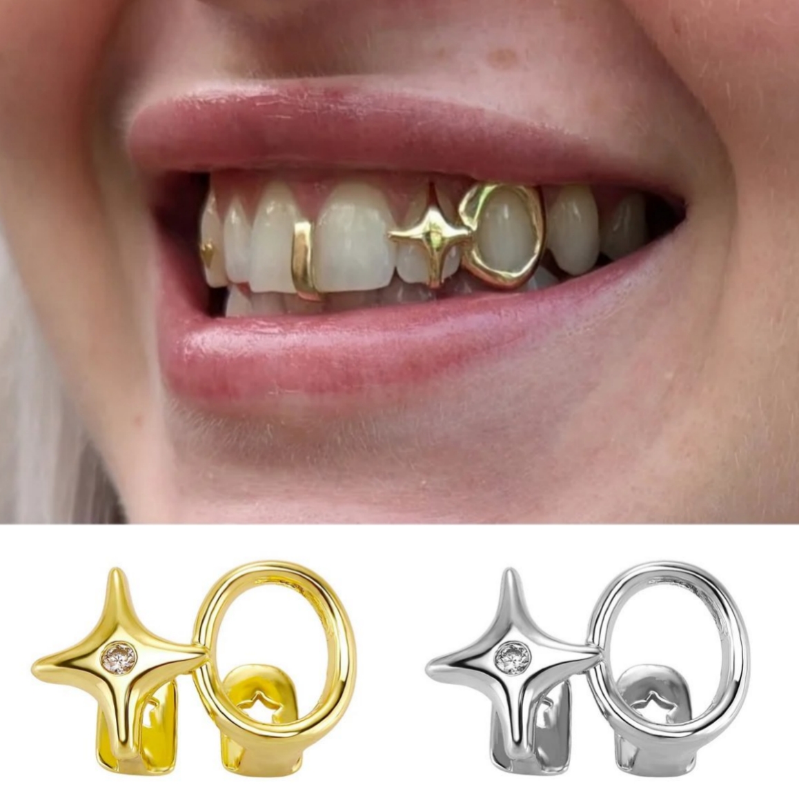 Women'S Y2K Accessories - Błyszczące, podwójnie wydrążone okrągłe nakładki na