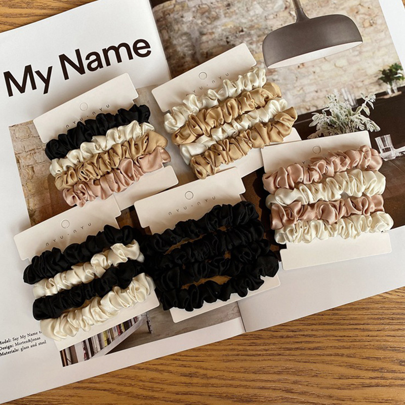 Scrunchie Satin Set - 4 sztuk/zestaw satynowe jedwabne gumki elastyczne